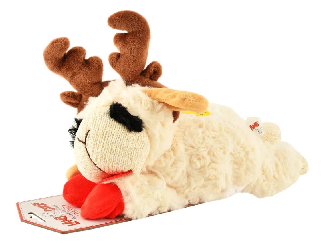 Multipet Holiday Lambchop With Antlers, 6 In, White