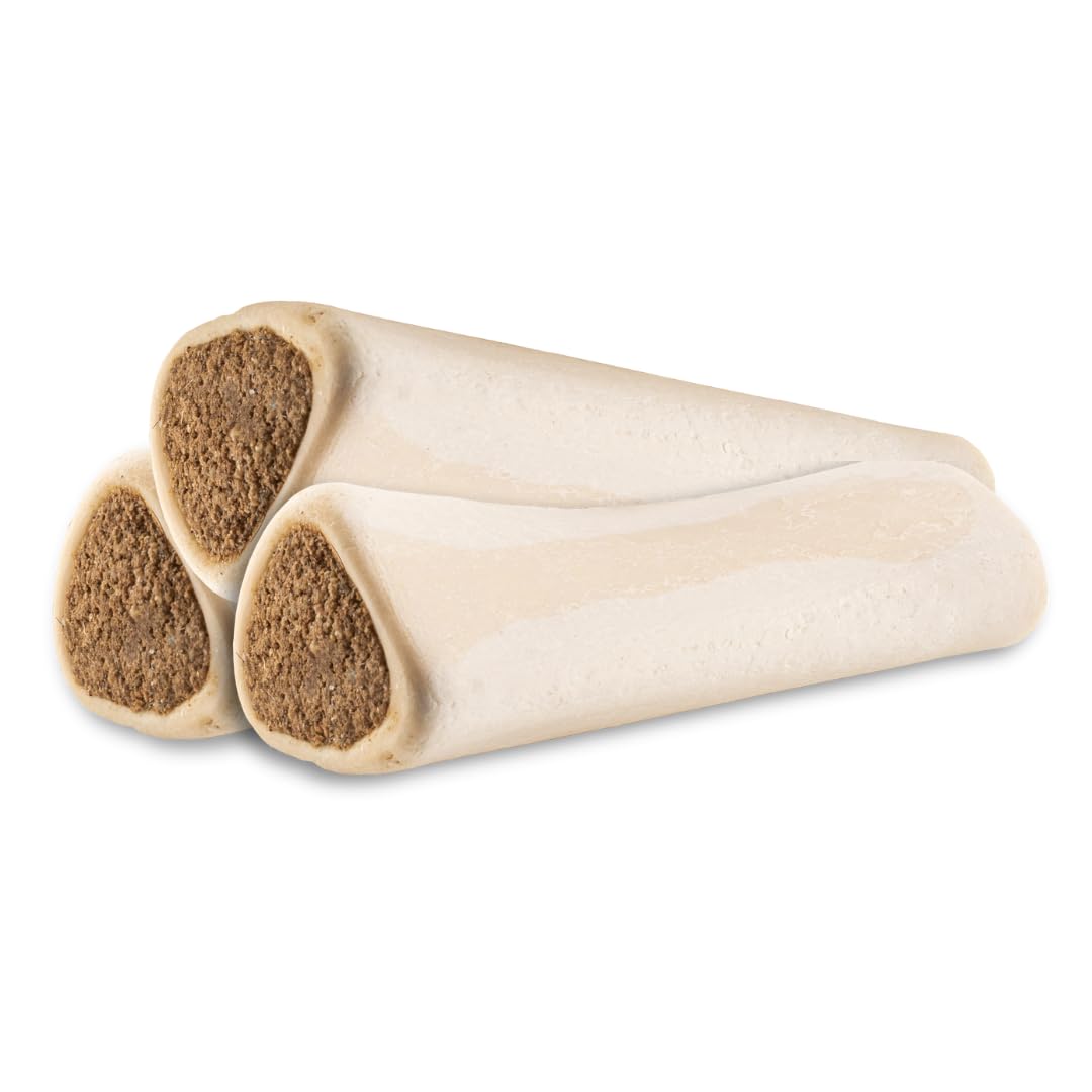 Jack&Pup Filled Dog Bones For Aggressive Chewers, 5 To 6' Dog Chew Treats -Peanut Butter Flavor - All Natural