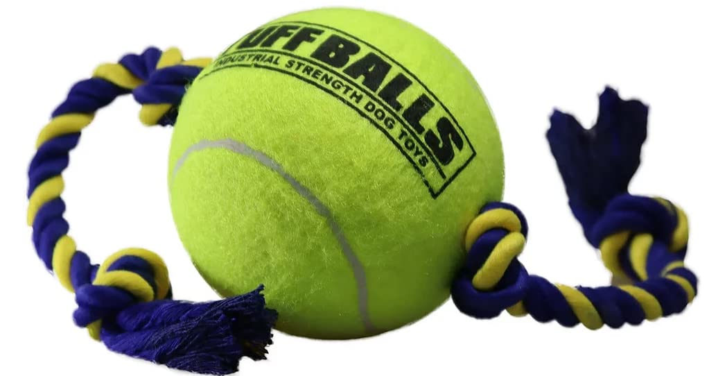 Petsport 70155 Mega Tuff Ball Tug Dog Toy Yellow, 4 In