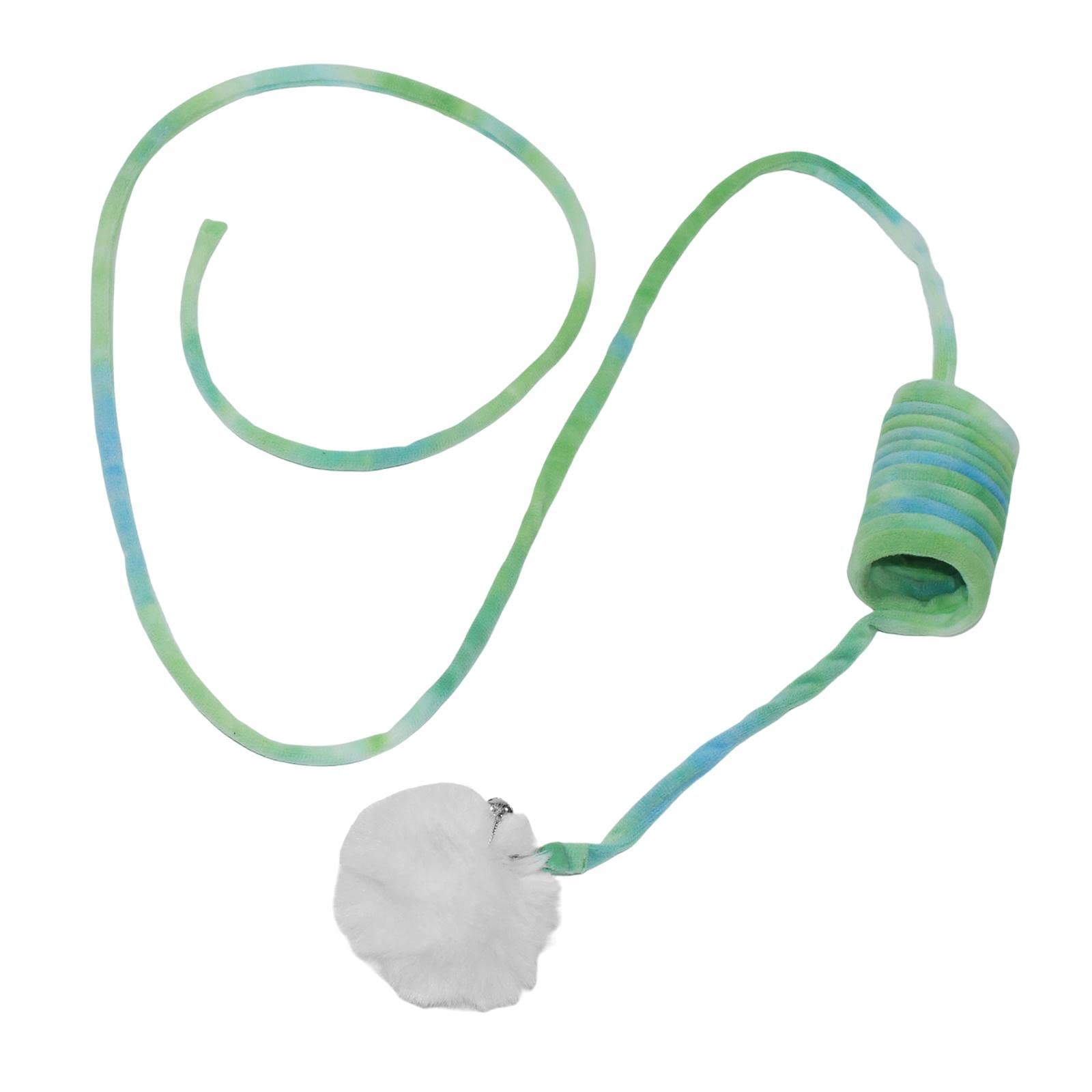 Ecomistiq Hanging Ball Cat Toy Self Play Plush Kitten Teaser Door Green| Toys| Supplies |Pet