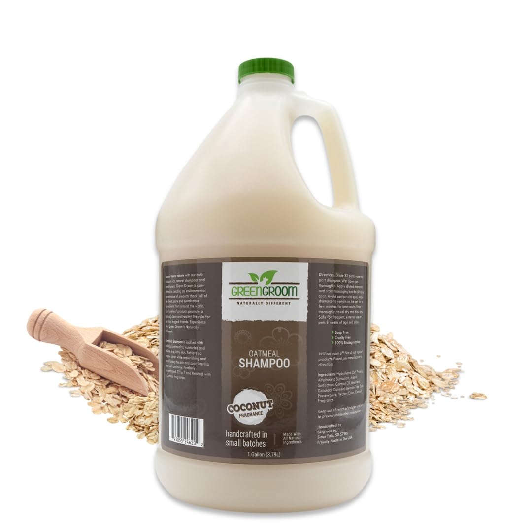 Green Groom Oatmeal Dog Shampoo, 1 Gallon - Natural Colloidal Oatmeal, Calms Dry Itchy Irritated Skin, Natural Ingredients, Mois