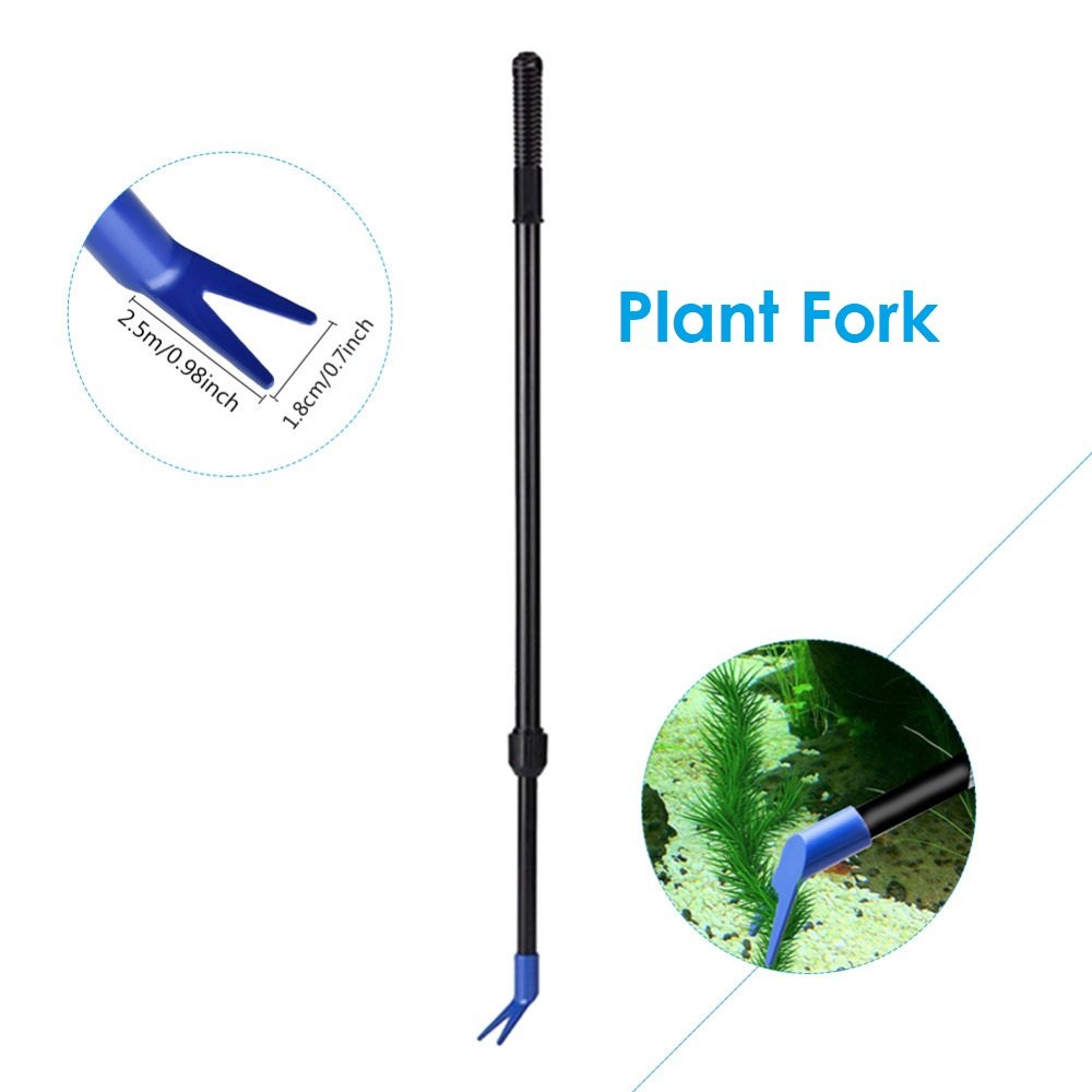 Aquatichi 5 In 1 Aquarium/Fish Tank Cleaning Kit/Tool, Algae Scraper, Fish Net, Sponge, Plant Fork, Gravel Rake, Length 19 Inches (Non-Extendable)