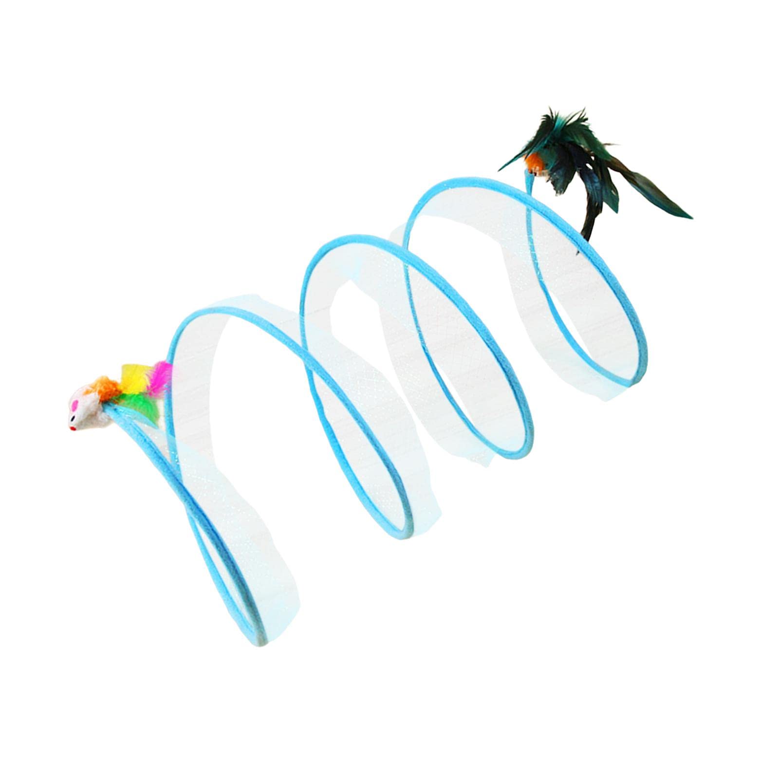 Saz Dekor Kitten Tunnel Tube Interactive Cat Toy Kitten Exercising Folding Cat Tunnels Blue