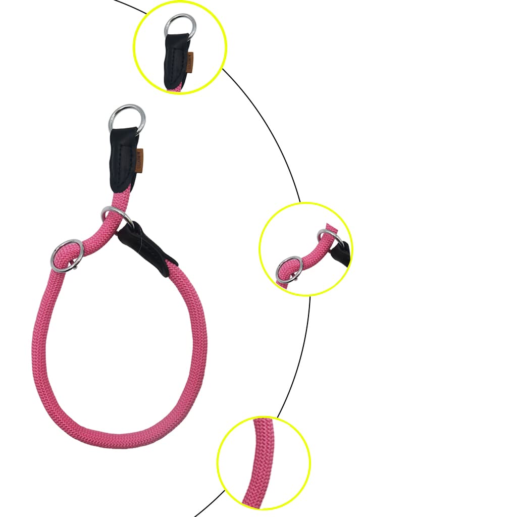 Aiminto Braided Round Martingale Dog Collar, Training Collar With Slidable Stop Ring - Ideal For Small Medium Dogs (M- (1/3'') -