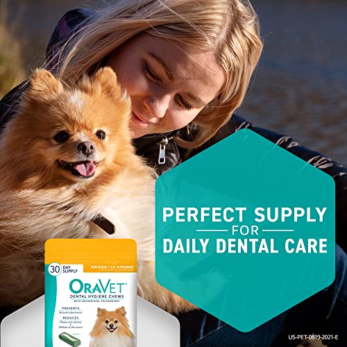 ORAVET Dental Chews for Dogs, Oral Care and Hygiene Chews (Extra Small Dogs, 3.5-9 lbs.) Yellow Pouch, 30 Count