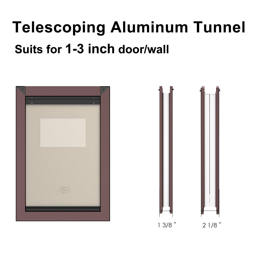 Aluminum Large Dog Door For Door, Doggy Door With Two Magnetic Flaps, Pet Door For Medium Dogs With Two Sliding Lock Panels