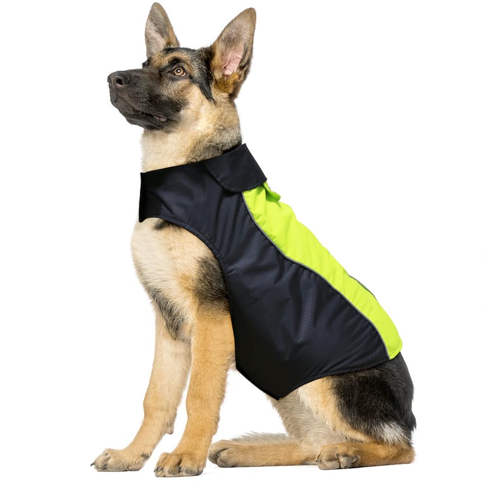 Vizpet Dog Raincoat Waterproof Coats,Dog Jacket High Visibility Warm Vest Dog Clothes for Small Medium Large Dogs(Green-M)