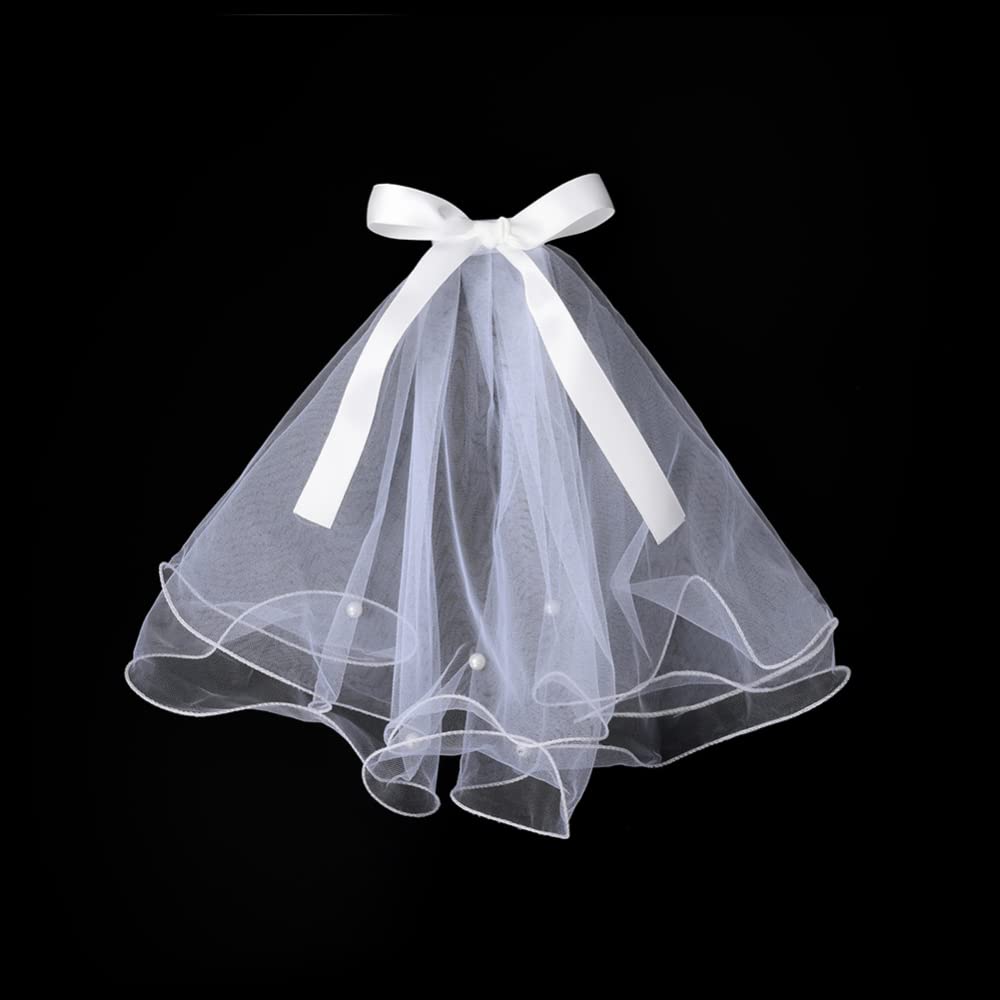 Ptsygantl Pet Wedding Veil, Dog Hair Accessories With Clip Handmade Bow Veil, Pet Cat Wedding Attire Veil Dress
