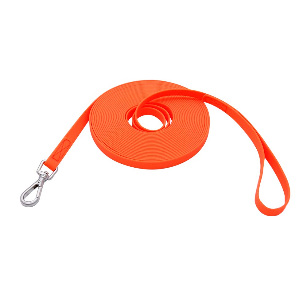 Waterproof Dog Training Leash 50Ft 30Ft 15Ft 10Ft 5Ft Heavy Duty Recall Long Lead For Large Medium Small Dogs (10Ft, Orange)