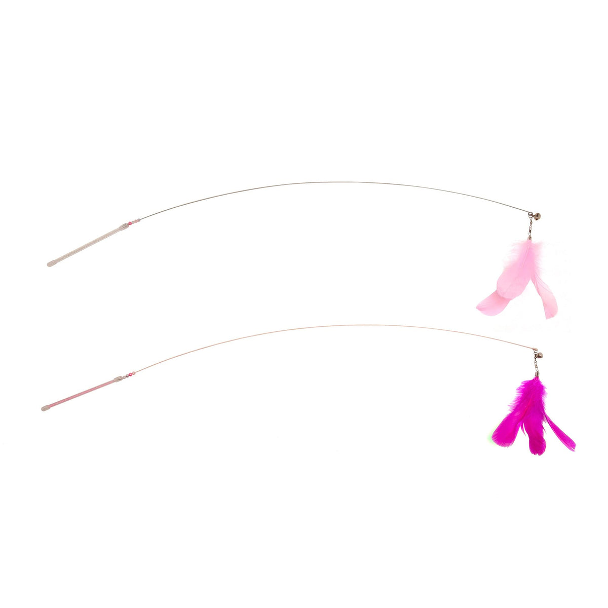 Furhaven 2-Pack Teaser Cat Wand Toy Set For Indoor Cats, Interactive Play & Exercise - Dizzy Kitty Feather Wand - Pink (Hot Pink/Light Pink), Set Of 2