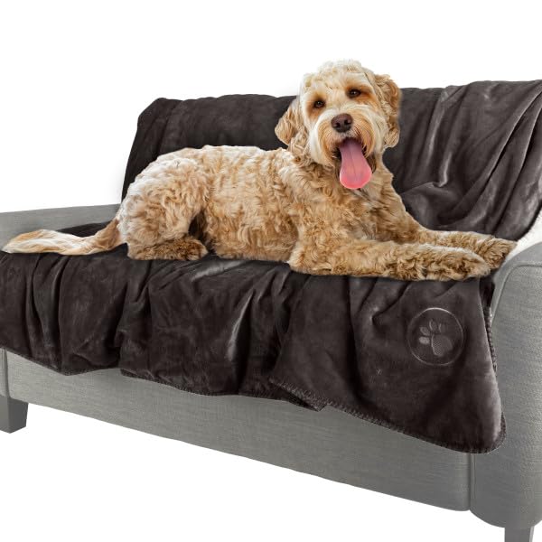 PETMAKER Dog Blanket - 60x70in Reversible Sherpa Blanket - Throw Blankets for Bed, Couch, or Car - Machine Washable Puppy Essent