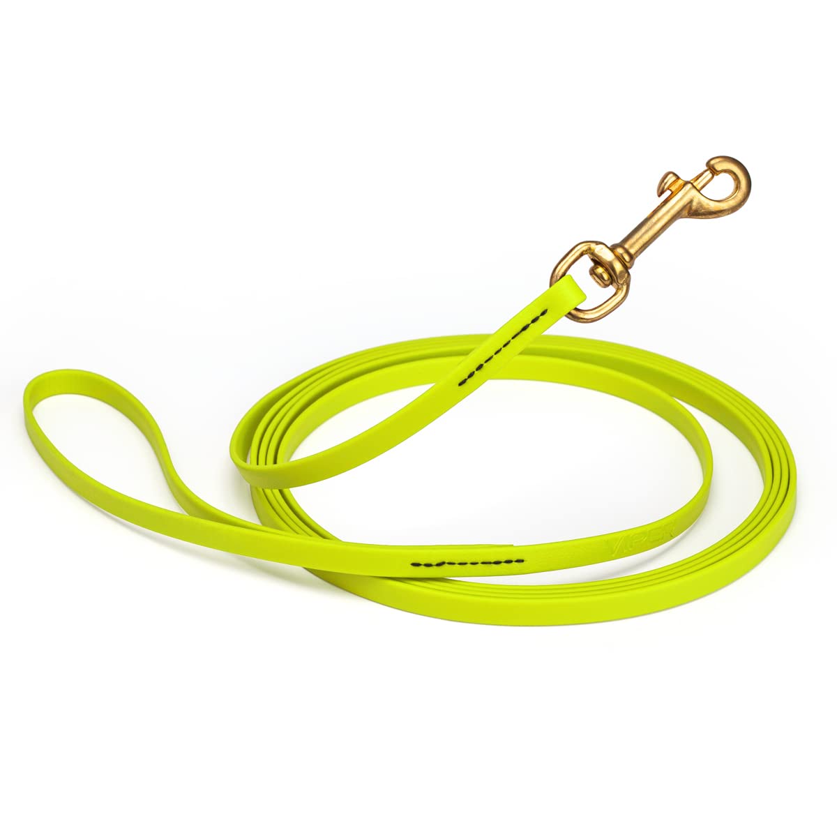 Viper Biothane K9 Working Dog Leash Waterproof Lead For Tracking Training Schutzhund Odor-Proof Long Line With Solid Brass Snap For Puppy Medium And Large Dogs, 33Ft Safety Yellow