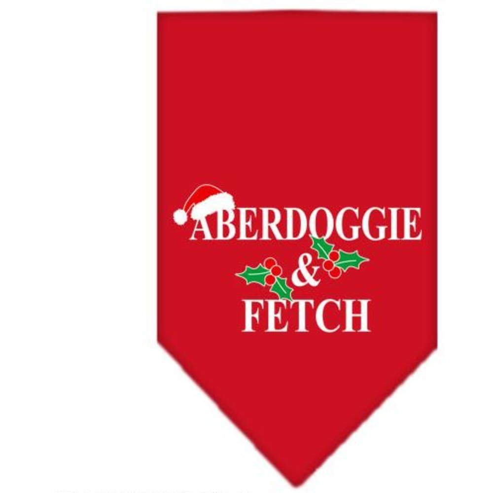 Christmas Pet and Dog Bandana Screen Printed, &quot;Aberdoggie Christmas&quot; Red Small