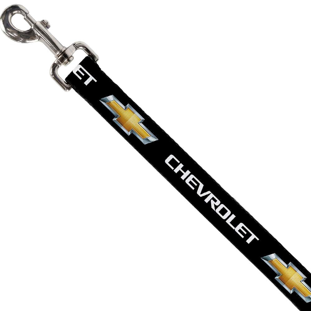 Dog Leash Chevrolet Bowtie Black Gold White 6 Feet Long 1.0 Inch Wide