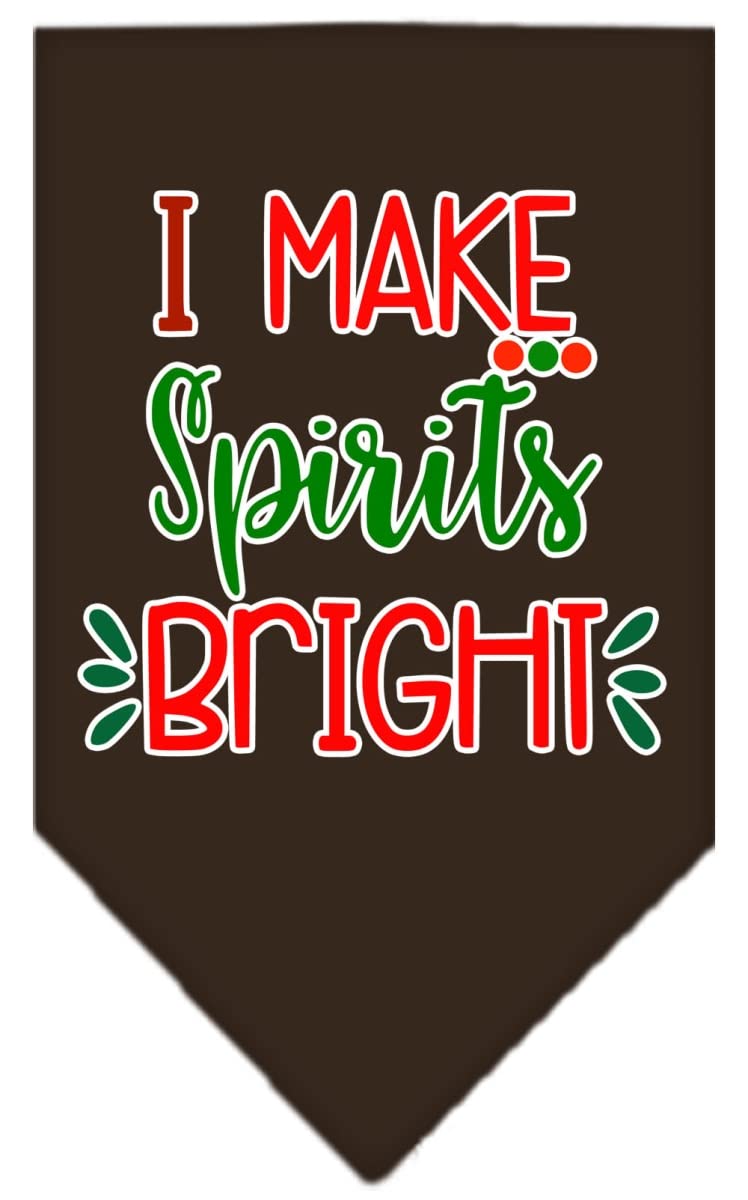 Christmas Pet and Dog Bandana Screen Printed, &quot;I Make Spirits Bright&quot; Cocoa Small