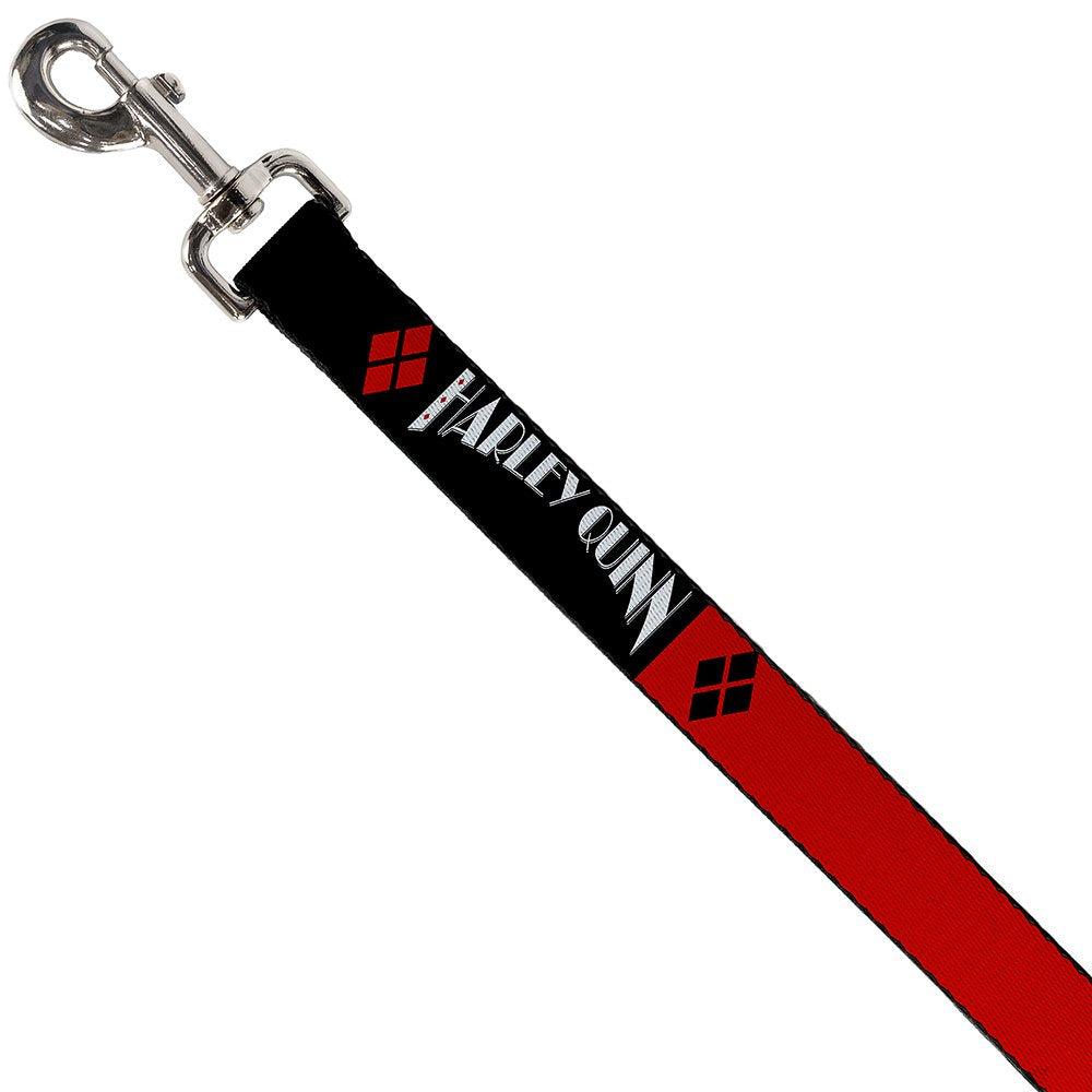 Dog Leash Harley Quinn Diamonds Black Red White 6 Feet Long 1.0 Inch Wide