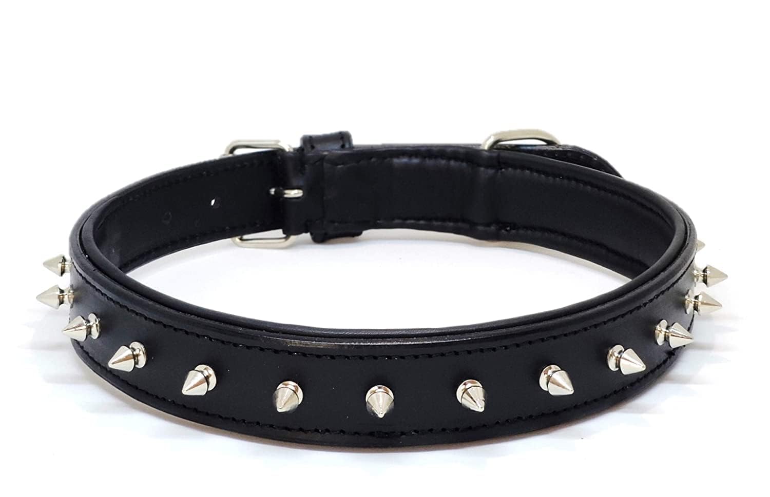 Dog Trust Leather Single Spike Pu Dog Collar Belt, Medium (Black)