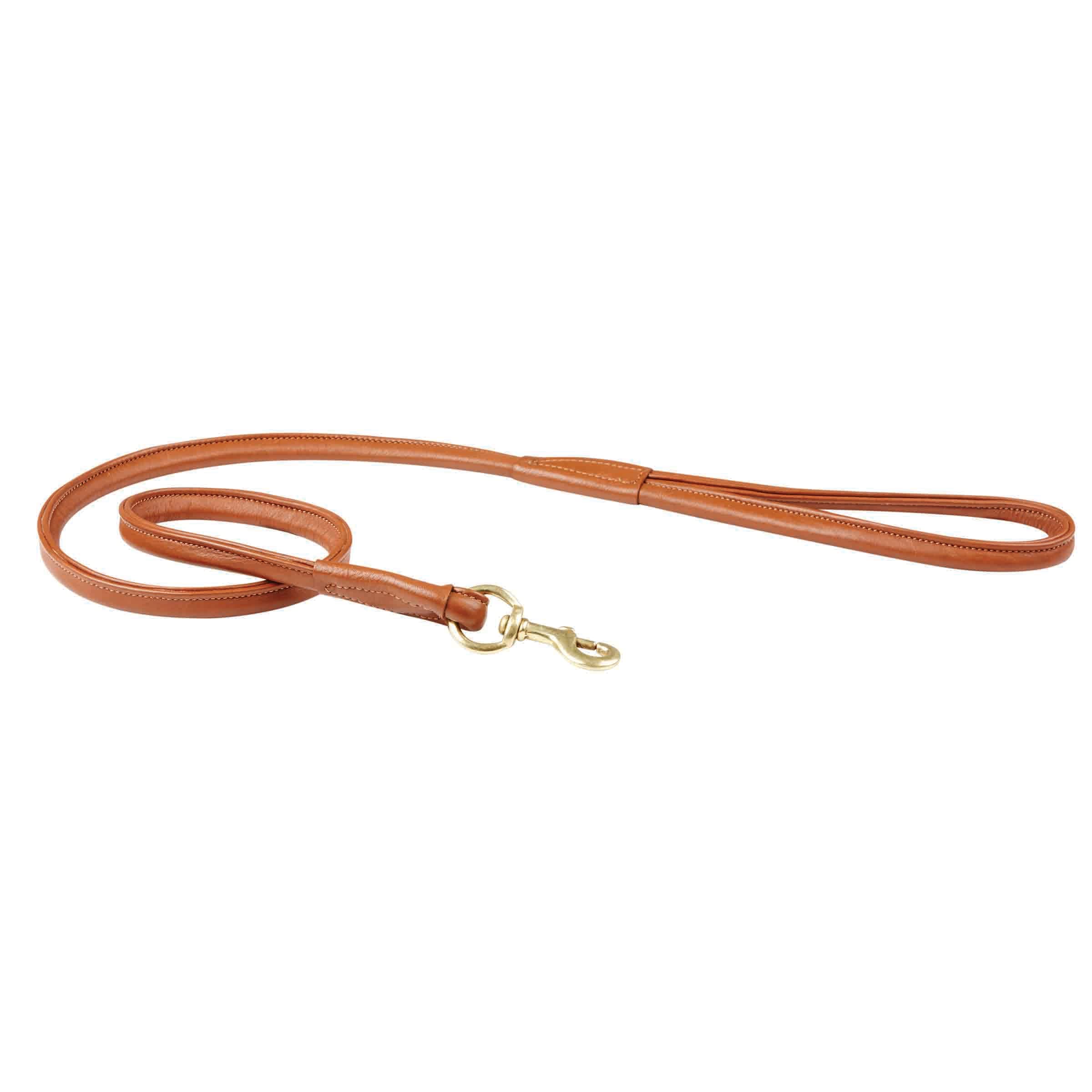 Weatherbeeta Rolled Leather Dog Lead, Tan, Medium