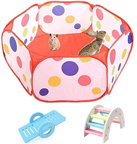 Tfwadmx Small Animals Cage Tent Hamster Foldable Exercise Playpen, Indoor/Outdoor Open Portable Fence With Seesaw For Rat Guinea