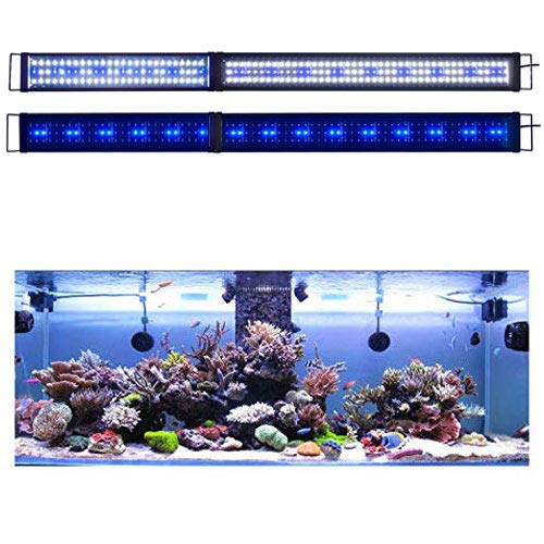 Kzkr Led Aquarium Light 60-72 Inch Foldable Adjustable Fish Tank Light Hood Lamp For Freshwater Saltwater Marine Blue And White Decorations Light 5-6Ft 150Cm - 180Cm