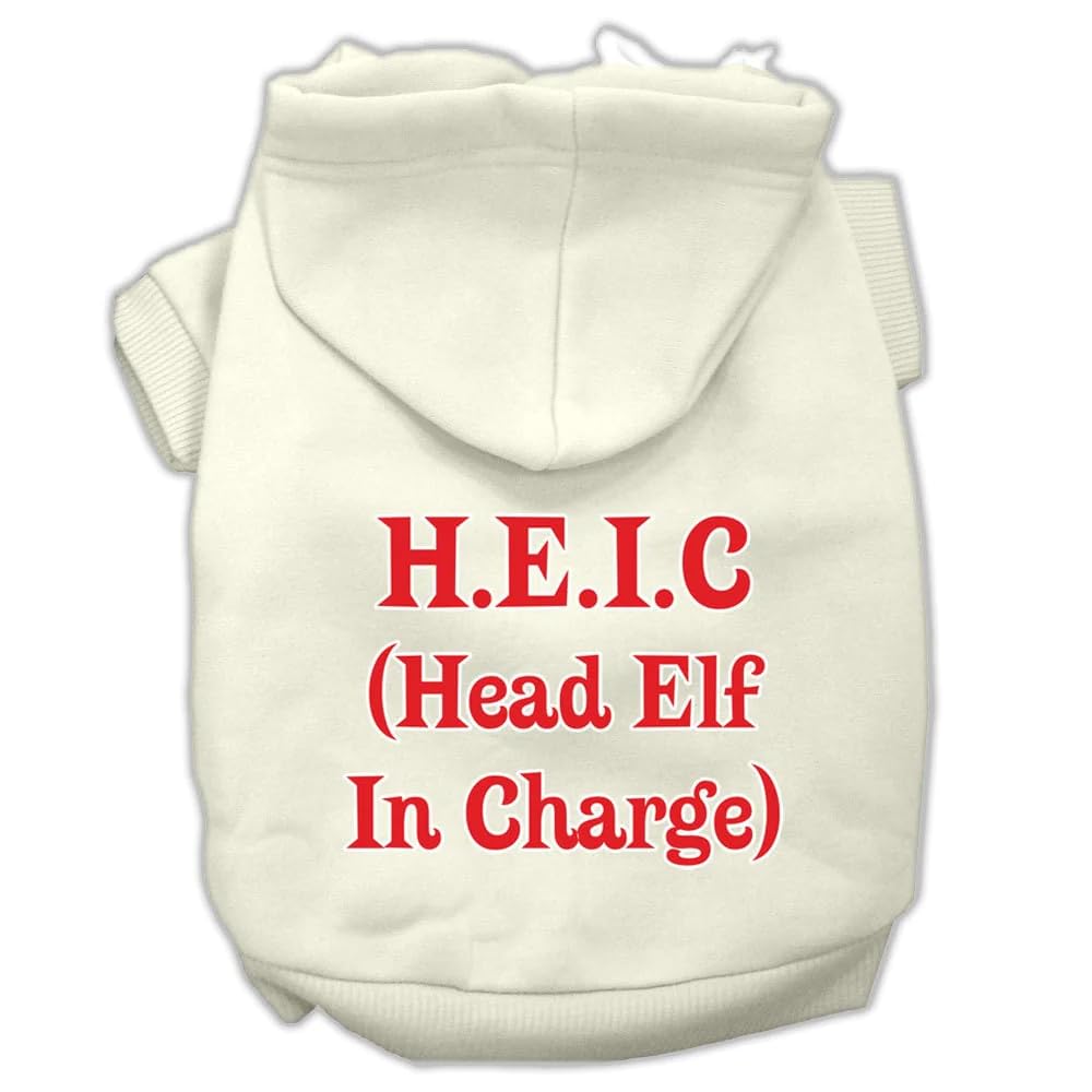 Christmas Pet Dog & Cat Hoodie Screen Printed, Head Elf in Charge Bright Pink XS (0-3 lbs.)
