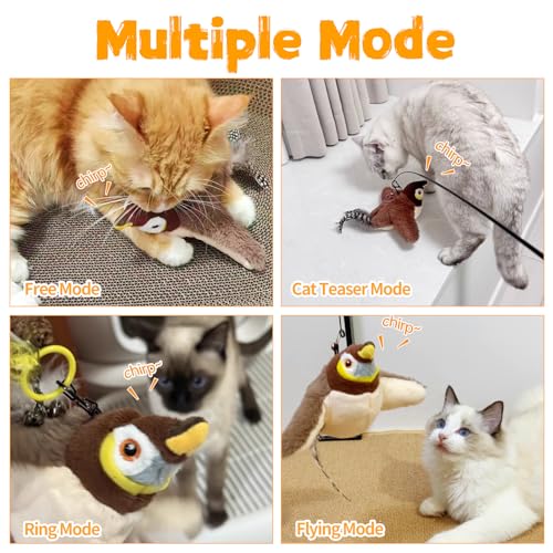 Yqqkrcb 2025 Upgrade Flapping Bird Cat Toy (Non-Flying),Rechargeable & Chew-Resistant,Touch Activated,Simulates Bird Wing Flappi