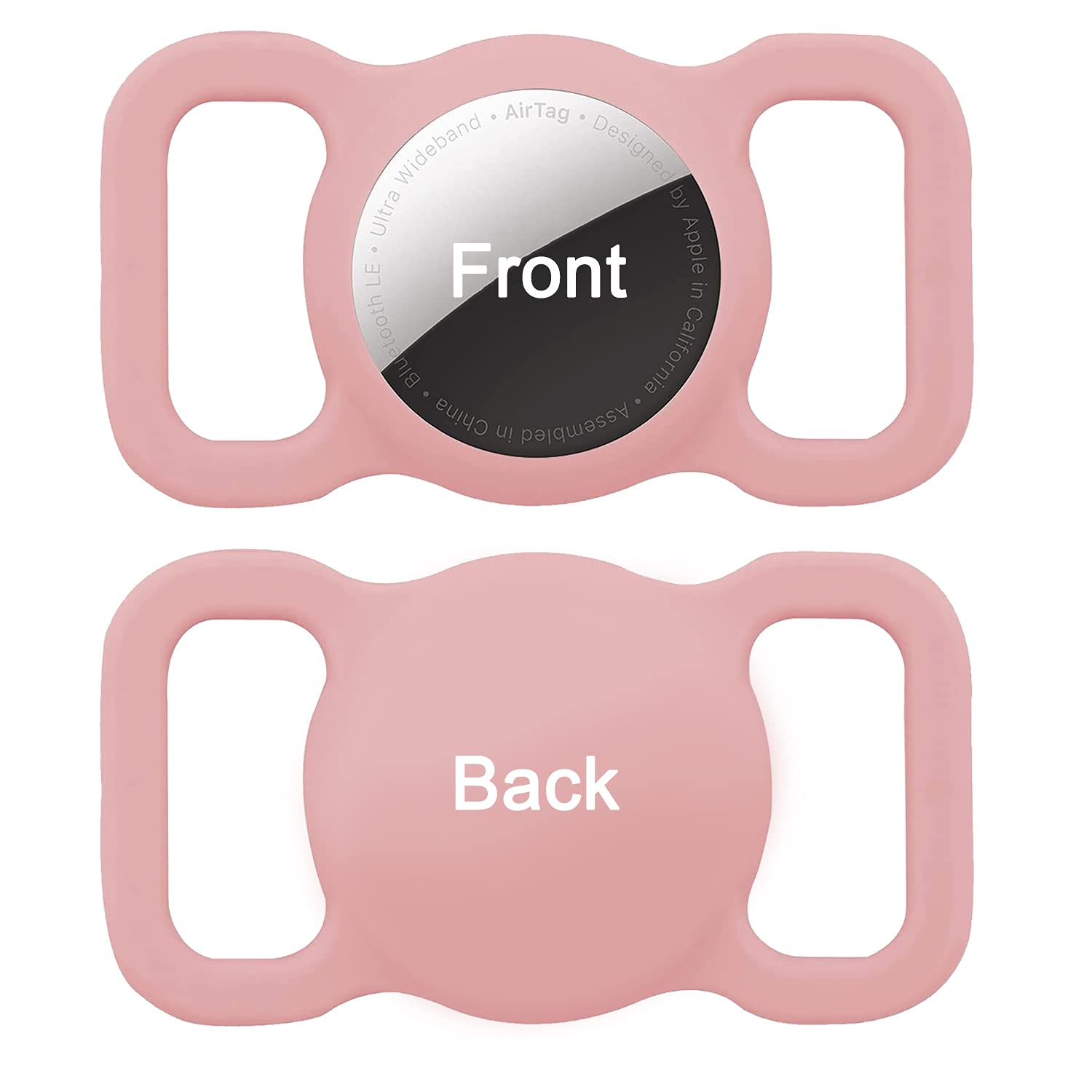 Poivy Silicone Air Tag Collar Holder - Waterproof Protective Case for Dog & Cat GPS Tracking Accessories (1 Pack, Pink)