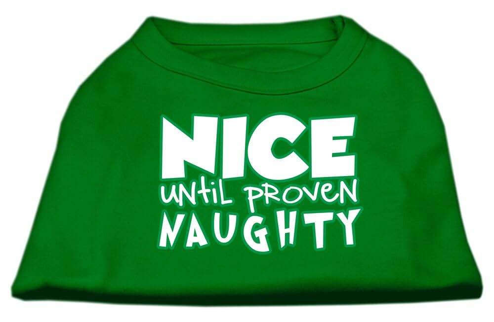 Christmas Pet Dog & Cat Shirt Screen Printed, &quot;Nice Until Proven Naughty&quot; Light Pink 2XL (20-25 lbs.)