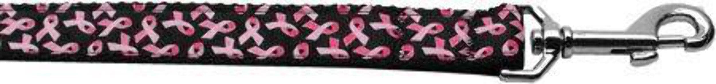 Pet Dog & Cat Nylon Collar or Leash, "Pink Ribbons On Black" 3/8" w x 6 ft. leash