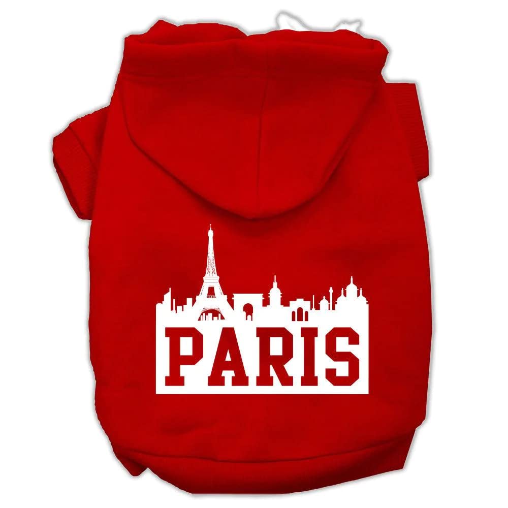 Mirage Pet Products 62-71 XSRD Paris Skyline Screen Print Red Pet Hoodie, X-Small