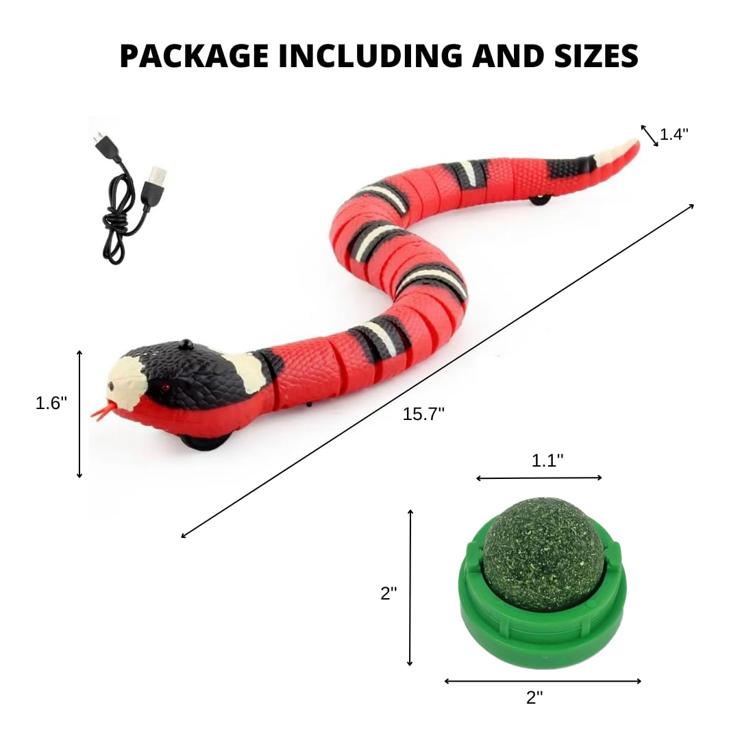 Interactive Electric Snake Cat Toy - Rechargeable Moving Robot For Bored Kittens & Adult Cats - Catnip-Infused Indoor Pet Toys F