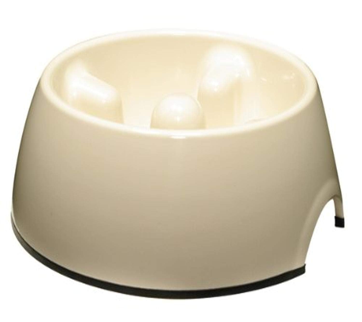 Dogit Dog Bowl Slow Feeder for Wet or Dry Dog Food, Go Slow Anti-Gulping Dog Dish, White, XS