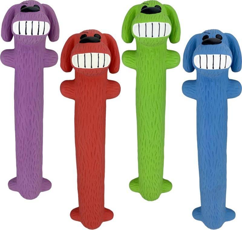 Multinational Pet (61238 LOOFA Latex New Assorted Colors (Purple, RED, Green, and Blue)