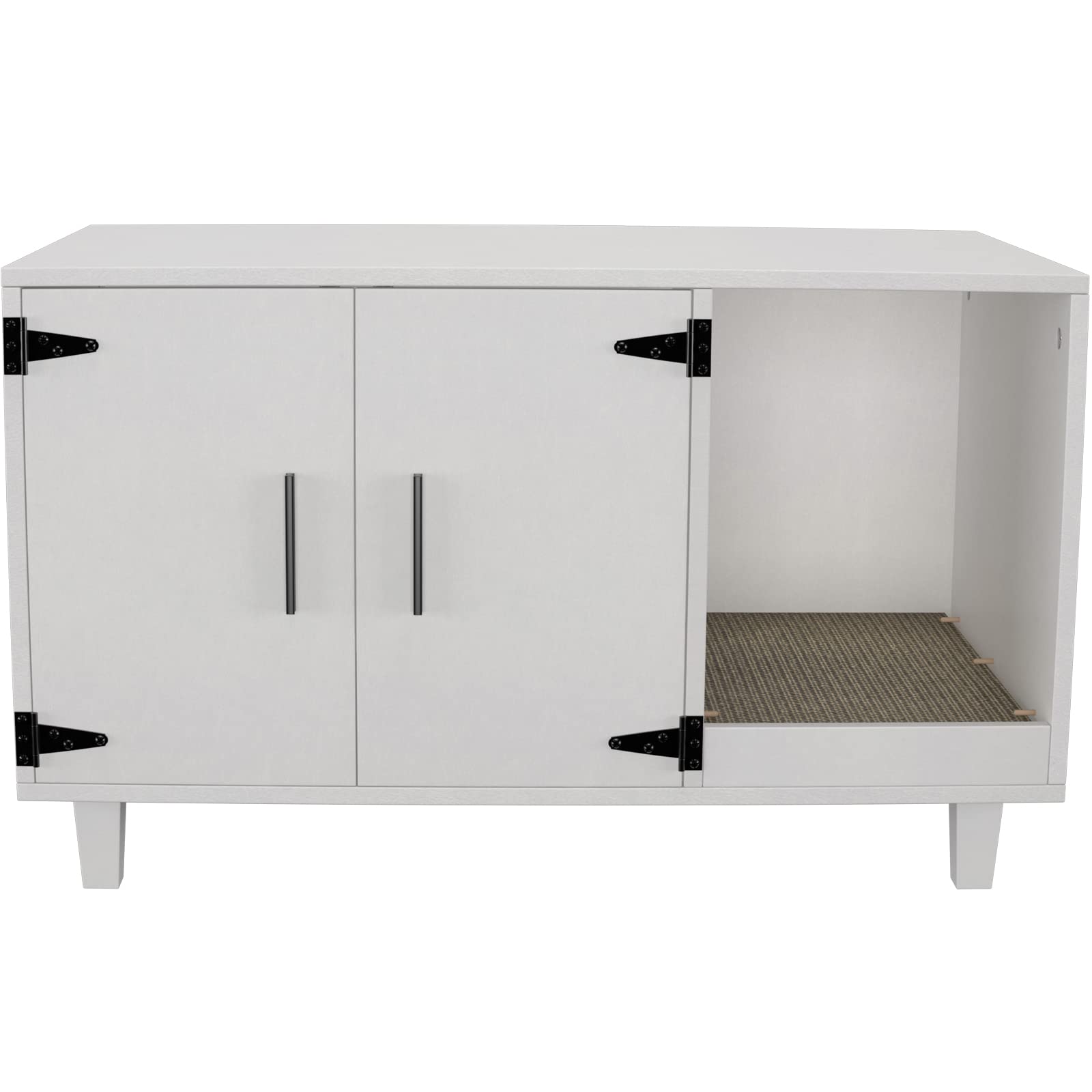 Gdlf Modern Wood Pet Crate Cat Washroom Hidden Litter Box Enclosure Furniture House As Table Nightstand With Scratch Pad,Stackable (White)