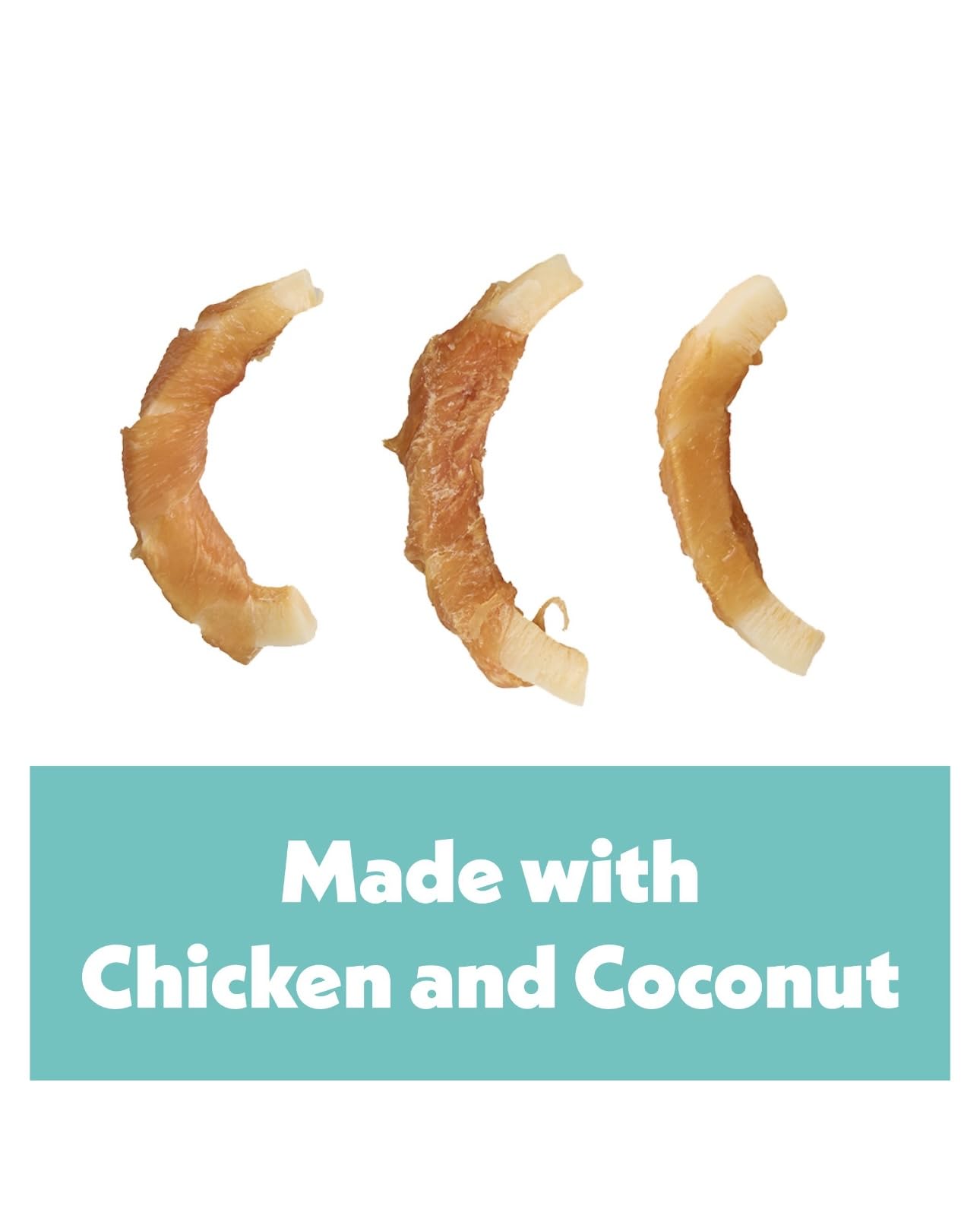 Wiggles & Wags Twists Dog Treats, Chicken and Coconut Flavor, 10 oz, with DN Essentials Bone-Shaped Waste Bag Dispenser & Roll