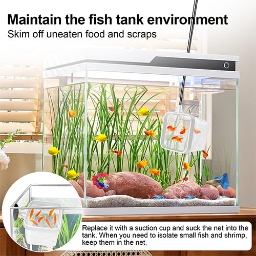 2-Pack White 3-Inch Aquarium Net - Small Fish Tank Tool for Shrimp & Bettas, Fast-Dry Mesh Scoop (Dual-Purpose Cleaner & Decor)