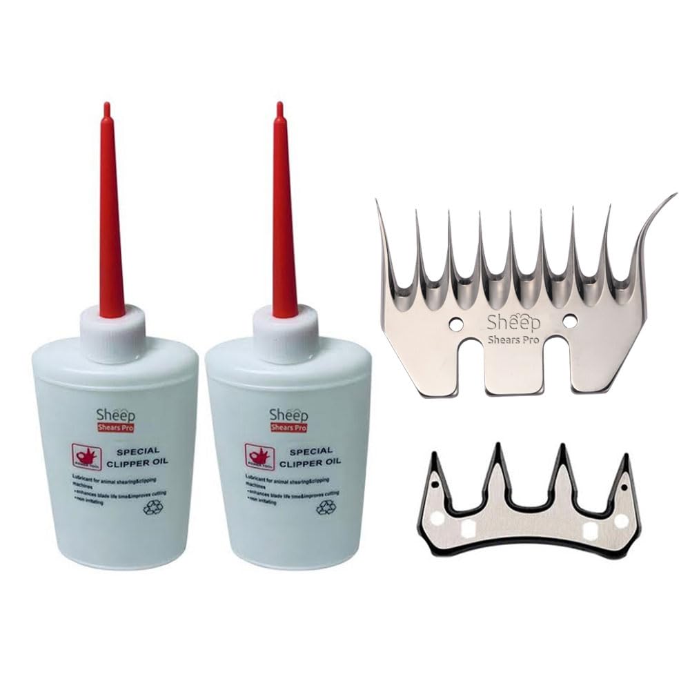 Sheep Shears Pro Clipper Blades 9 Tooth Curved Blade Replacement Universal Alpaca Cutter Blades Set (Blade And Cutter) With 2 X 