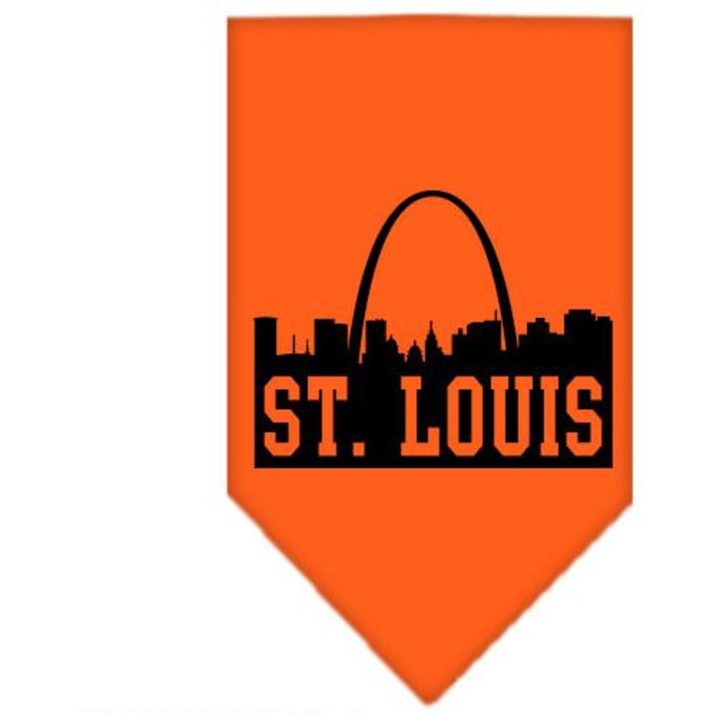 Pet and Dog Bandana Screen Printed, &quot;St. Louis Skyline&quot; Orange Large