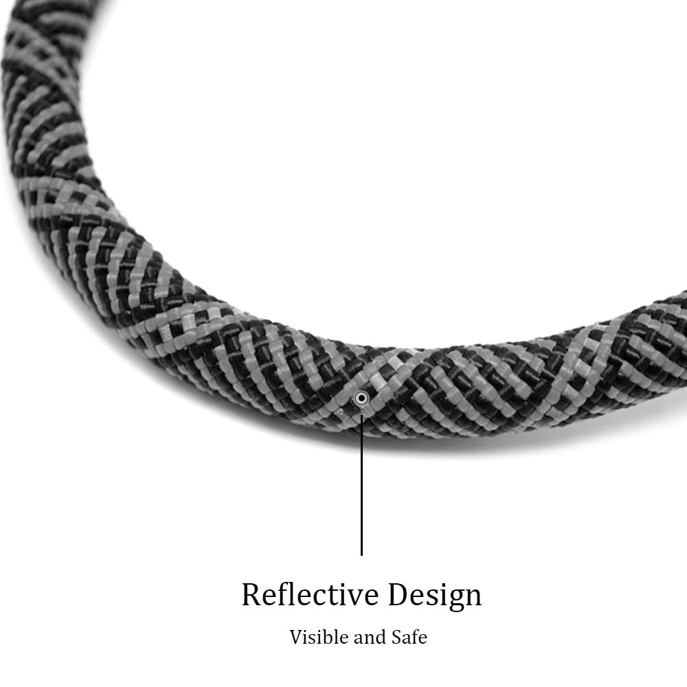 Yucforen 10Ft / 20Ft Long Slip Lead Dog Leash, 3/8' Thick Nylon Reflective Rope Anti-Choke Training Lead For Medium Large Dogs Black