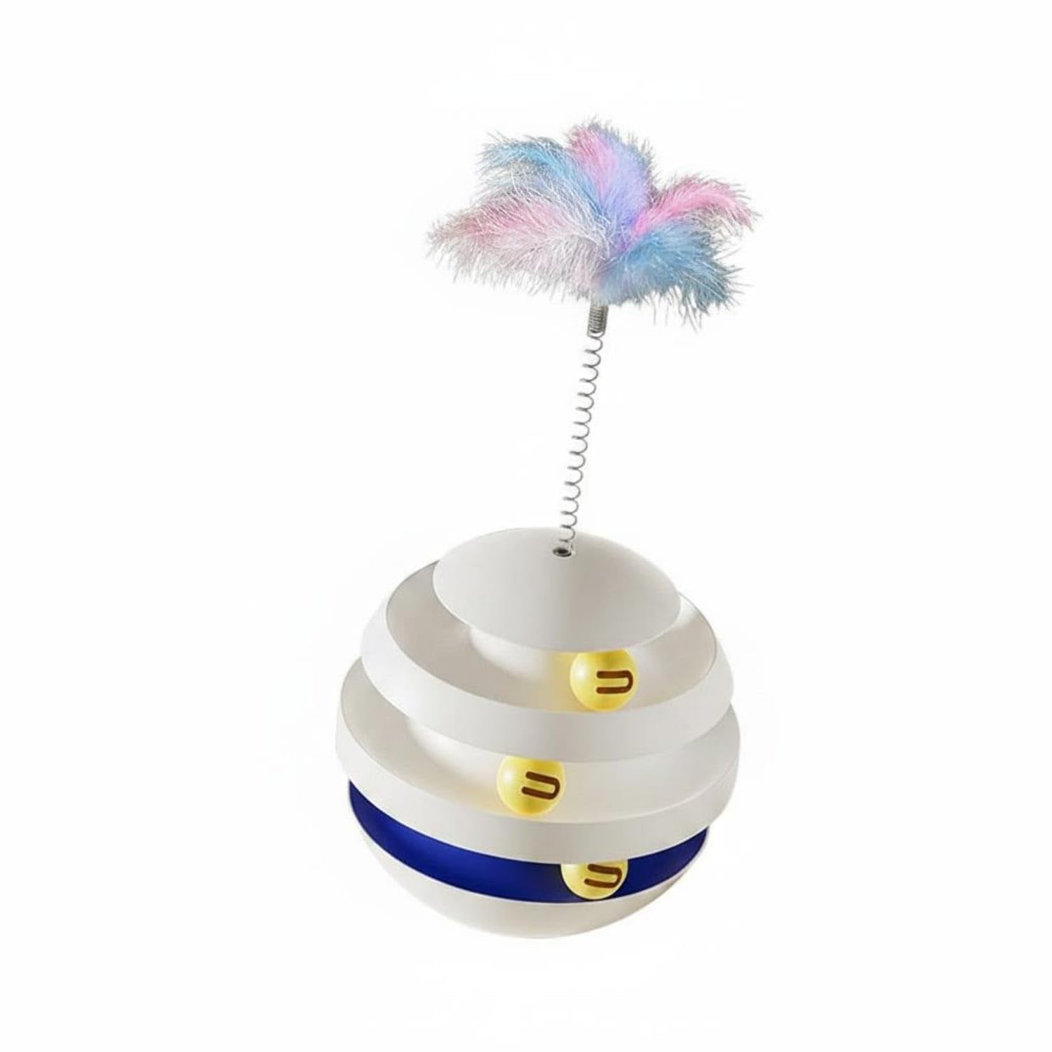Ecomistiq SelfEntertainment Tumbler Cat Toy Boredom Relief Cat Challenge Toy LongLasting MultiLevel Ball Structure Wand Attac