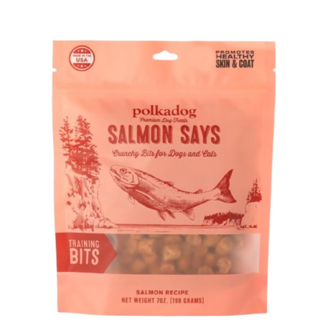Polkadog Salmon Says Training Bits - Omega-3 Rich, Low Fat Healthy Dog Treat - Digestible, Vitamin & Mineral Packed Dog Snacks -