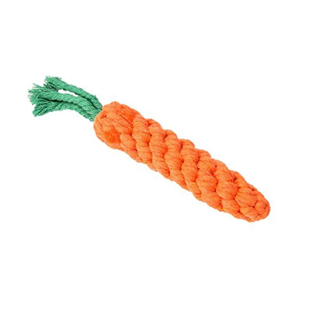 Sage Square Durable Dog Chew Carrot Plush Rope Puppy Dental Teething Cleaning Chewing Molar Cotton Knot Clean For Puppies (Colou