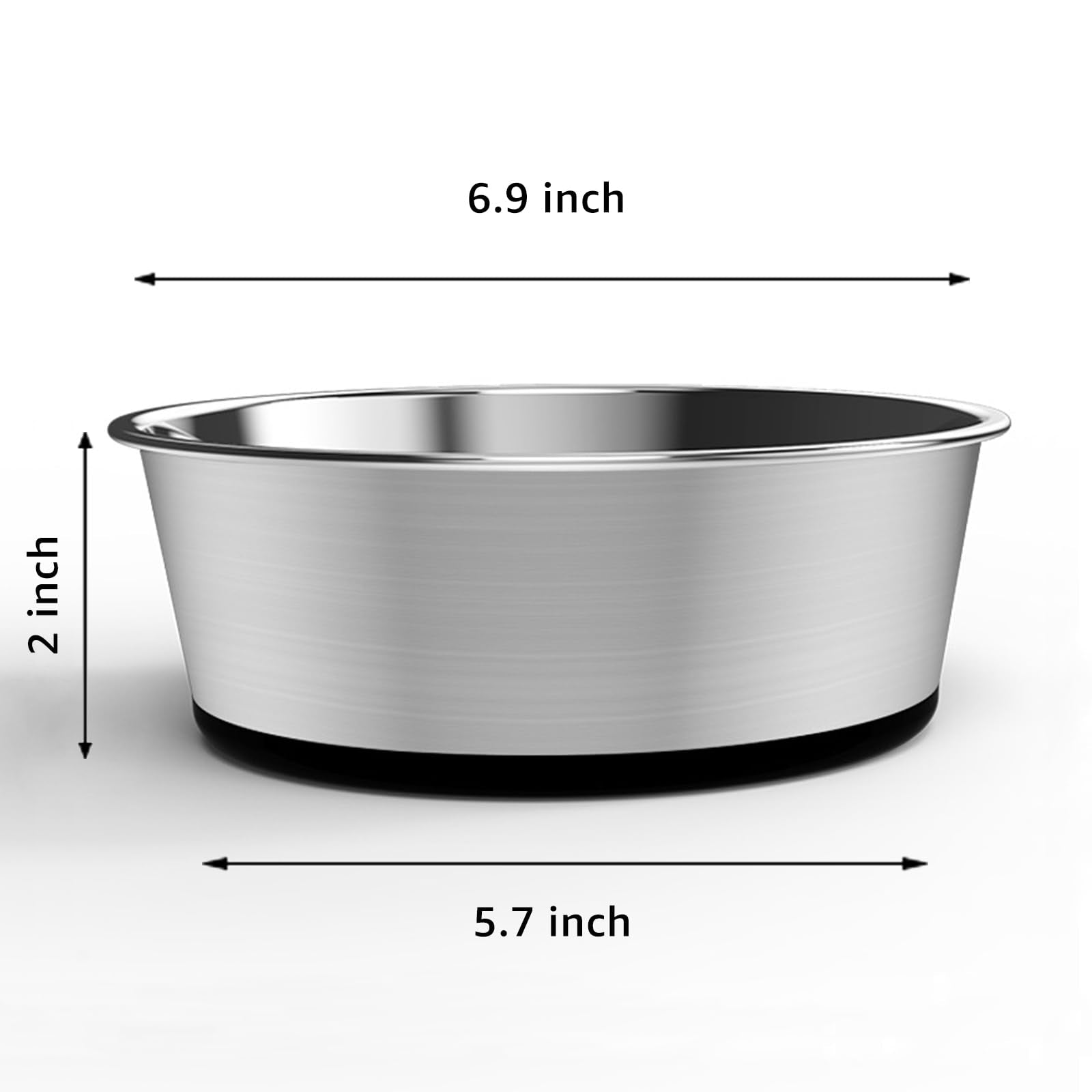 YINGFAN Stainless Steel Dog Bowls, 2 Pack Metal Dog Bowls with Non-Slip Rubber Base, Durable Food and Water Bowl for Small, Medi