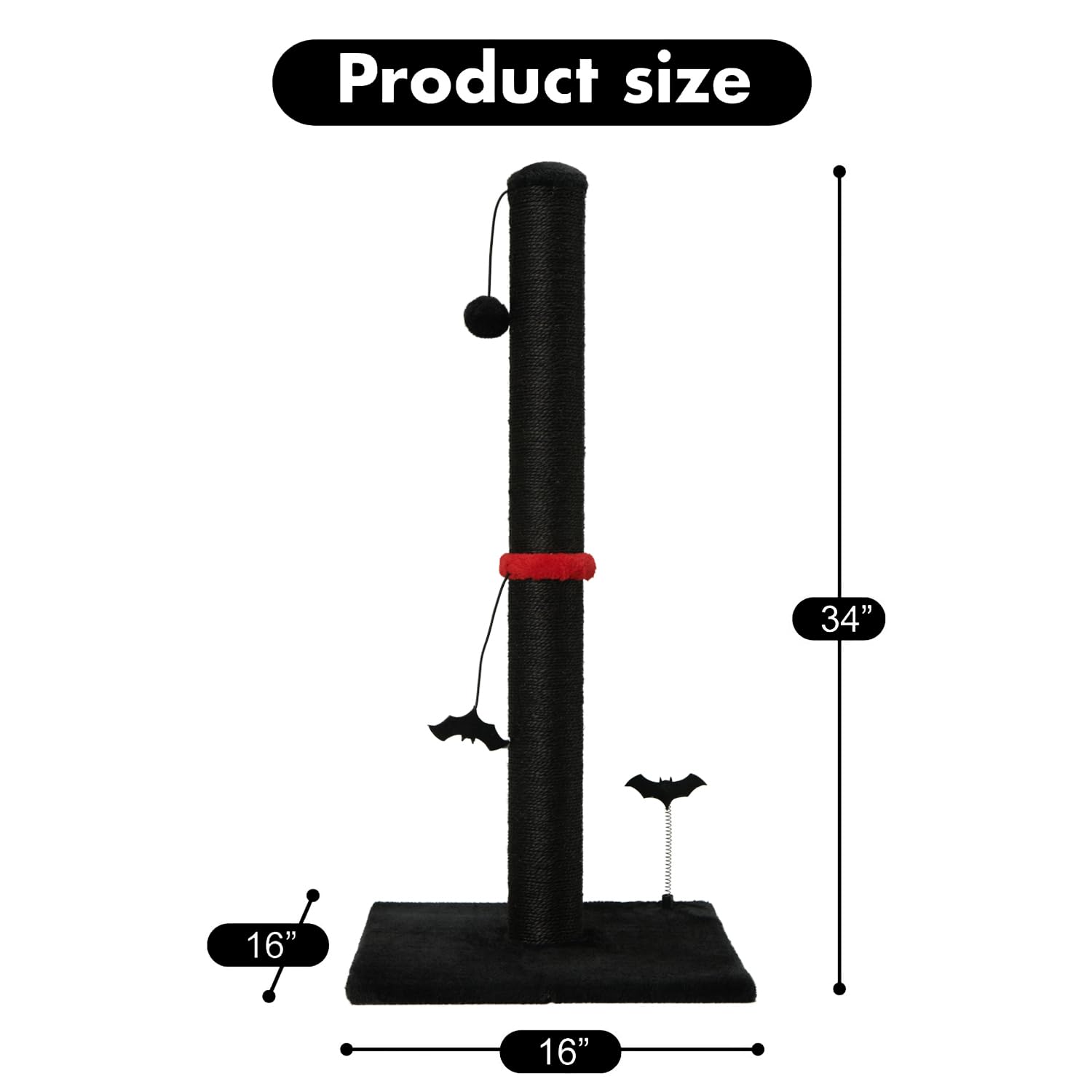 Mecool Cat Scratching Post Premium Sisal Scratch Posts With Hanging Ball Vertical Scratcher For Indoor Cats And Kittens,Black