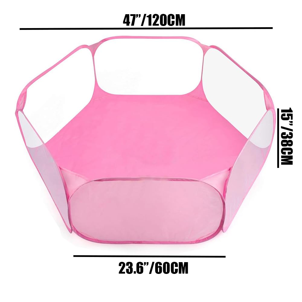 Small Animals Tent, Breathable Transparent Pet Playpen Pop Open Outdoor/Indoor Exercise Fence, Portable Yard Fence for Guinea Pi