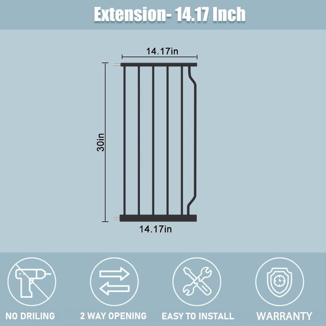 Flower Frail Extra Wide Baby Gate Black 34-38.5 Inch Wide Walk Through Pressure Mounted No Drill Long and Large Tension Metal Ga