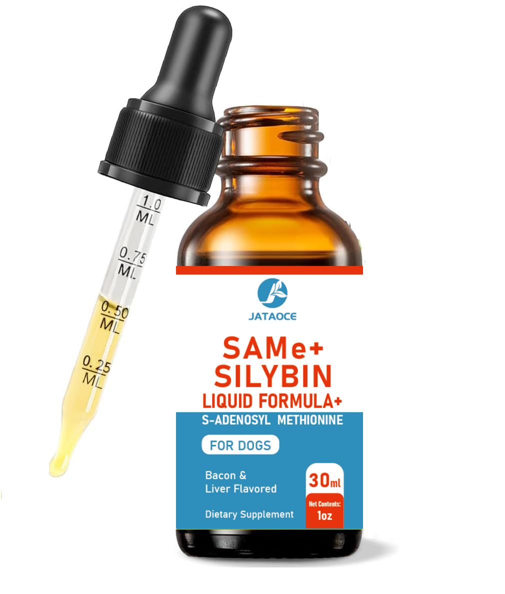 SAMEe for Dogs 500mg Liquid Drops with Silybin - Bacon Liver Flavored Liver Support Supplement for Dogs - S-Adenosyl Methionine 