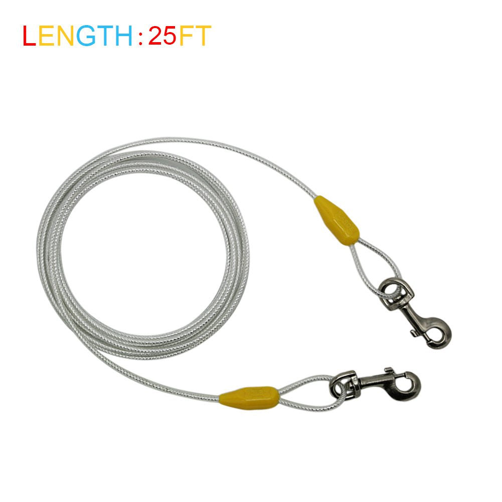 Petest 25Ft Reflective Tie-Out Cable For Large Dogs Up To 90 Pounds