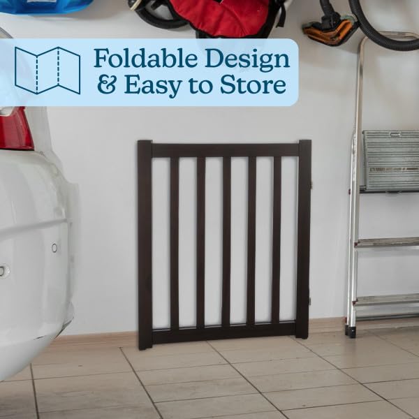 Freestanding Dog Gate - 2-Panel Foldable Indoor Pet Fence - 40x24-Inch Wood Dog Gate for Stairs, Hallways, or Doorways by PETMAK