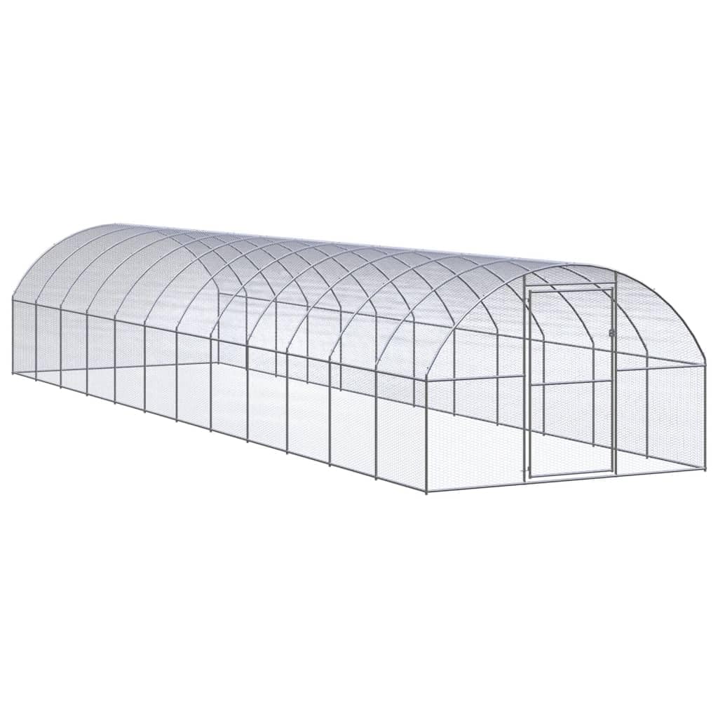 vidaXL Large Rectangular Outdoor Chicken Coop Galvanized Steel Without Roof Ideal for Backyard Poultry Housing and Animal Enclos
